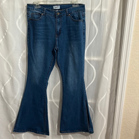 BAMBOO, Flared Leg Blue Jeans With Side Slits, Size 15 - Picture 1 of 8